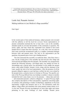 Lords Ask, Peasants Answer: Making Traditions in Late Medieval