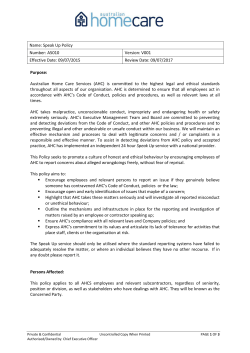 Speak Up Policy - Australian Home Care Services