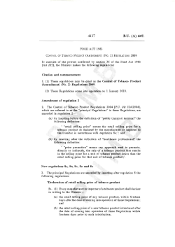 Control of Tobacco Product (Amendment) (No. 2) Regulations 2009