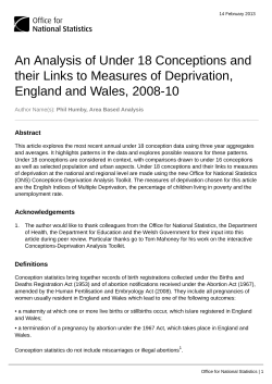 An Analysis of Under 18 Conceptions and their Links to Measures of