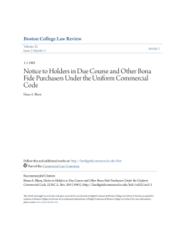 Notice to Holders in Due Course and Other Bona Fide Purchasers
