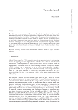 The modernity myth - Royal Belgian Institute of Natural Sciences