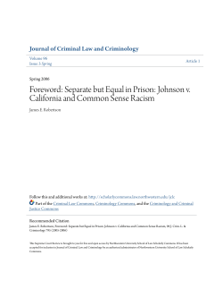 Foreword: Separate but Equal in Prison: Johnson v. California and