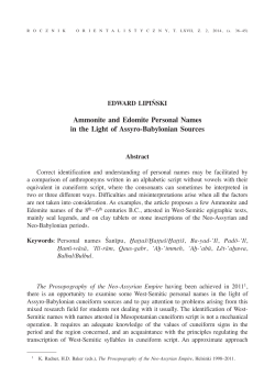 Ammonite and Edomite Personal Names in the Light of Assyro