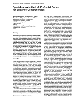 Specialization in the Left Prefrontal Cortex for Sentence