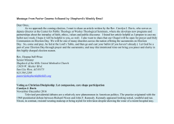 Message from Pastor Deanna followed by Shepherd`s Weekly Email