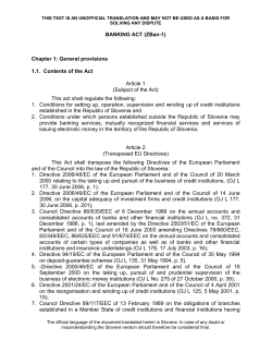 BANKING ACT (ZBan-1) Chapter 1: General provisions 1.1