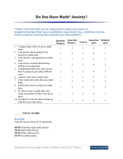 Do You Have Math* Anxiety?