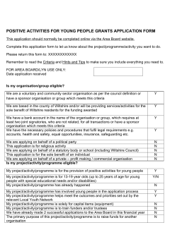 POSITIVE ACTIVITIES FOR YOUNG PEOPLE GRANTS