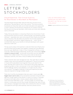 LETTER TO STOCKHOLDERS