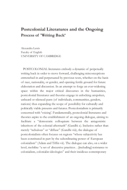 Postcolonial Literatures and the Ongoing