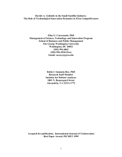 1 Davids vs. Goliaths in the Small Satellite Industry: The Role of
