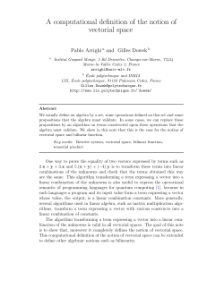 A computational definition of the notion of vectorial space