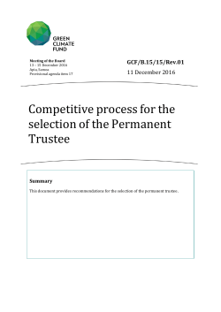 Competitive process for the selection of the Permanent Trustee