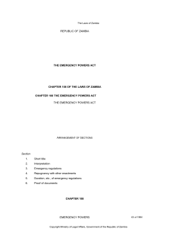 Emergency Powers Act - National Assembly of Zambia