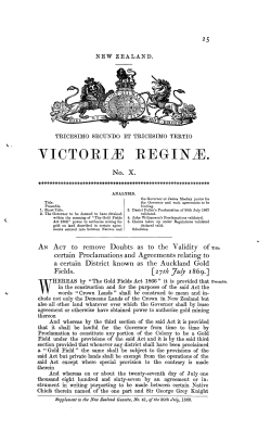 32 and 33 Victoriae 1869 No 10 Auckland Gold Fields