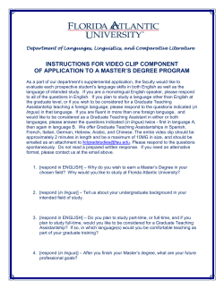 instructions for video clip component of application to a master`s