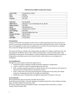 Political Science 3209G: Foreign Policy Analysis Course Title