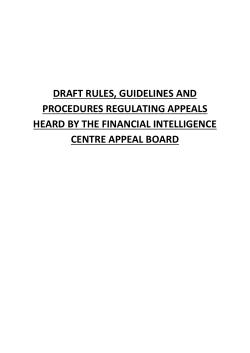 draft rules, guidelines and procedures regulating appeals heard by