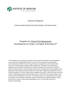 Template for Clinical Trial Agreements Developed by Jim Snipes