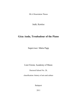 G&eacute;za Anda, Troubadour of the Piano