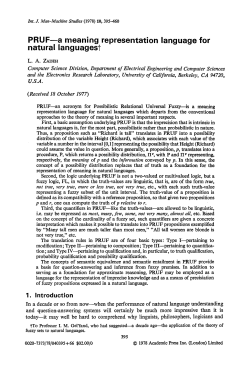 PRUF a meaning representation language for natural languages