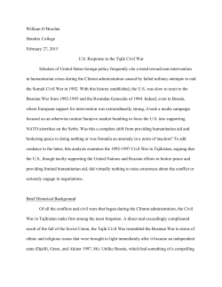 US Response to Tajik Civil War