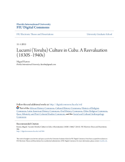 Lucumí (Yoruba) Culture in Cuba: A Reevaluation (1830S