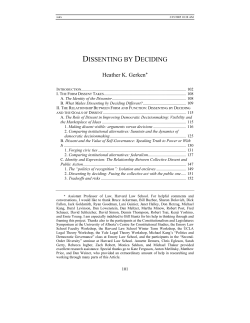 Dissenting by Deciding - Yale Law School Legal Scholarship