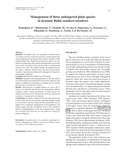Management of three endangered plant species in dynamic Baltic