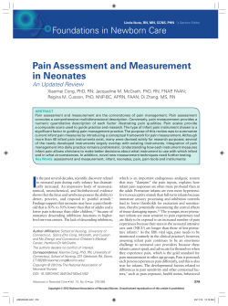 Pain Assessment and Measurement in Neonates