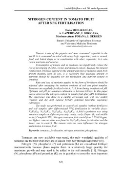 nitrogen content in tomato fruit after npk fertilisation
