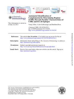 CDRs and B Cell Epitopes - The Journal of Immunology
