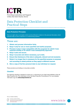 Data Protection Checklis - Charities Institute Ireland