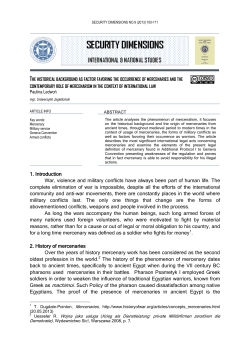 1. Introduction War, violence and military conflicts