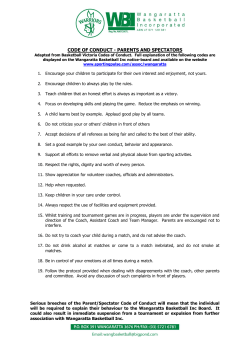 code of conduct - parents and spectators