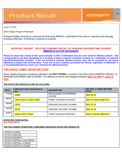 Sysco Quality Assurance received notification