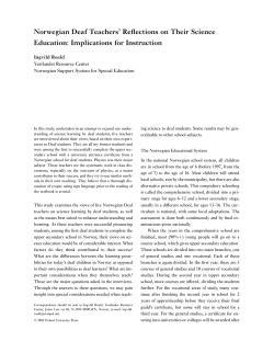 Norwegian Deaf Teachers` Reflections on Their Science Education