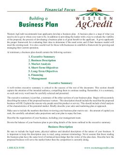 Business Plan - Western AgCredit