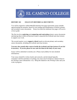 1 HISTORY 102 ESSAYS ON HISTORICAL DOCUMENTS You will