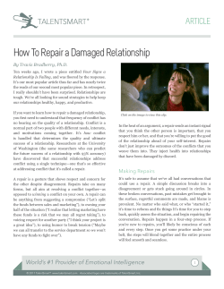 How To Repair a Damaged Relationship