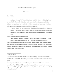 1 Plato`s Laws and Cicero`s De Legibus Julia Annas - U