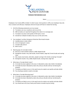 TORNADO PREPAREDNESS QUIZ Name