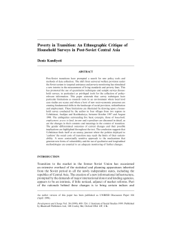 Poverty in Transition: An Ethnographic Critique of