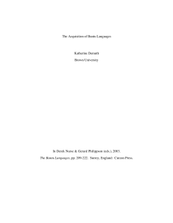The Acquisition of Bantu Languages