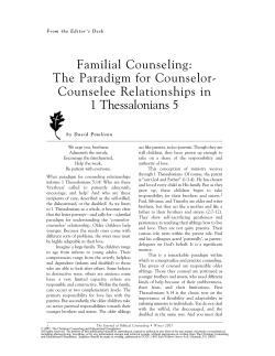Familial Counseling: The Paradigm for Counselor