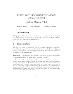 INTERACTIVE COMMUNICATION MANAGEMENT Coding Manual