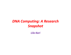 DNA Computing: A Research Snapshot