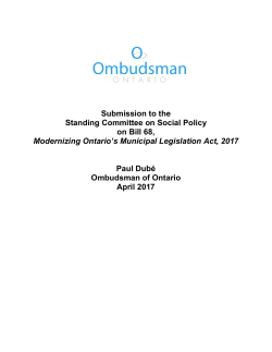 Submission to the Standing Committee on Social Policy on Bill 68