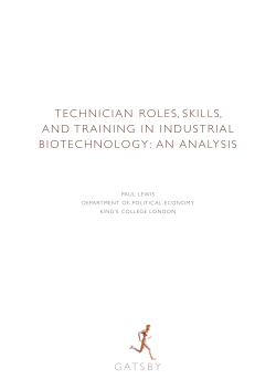 technician roles, skills, and training in industrial biotechnology